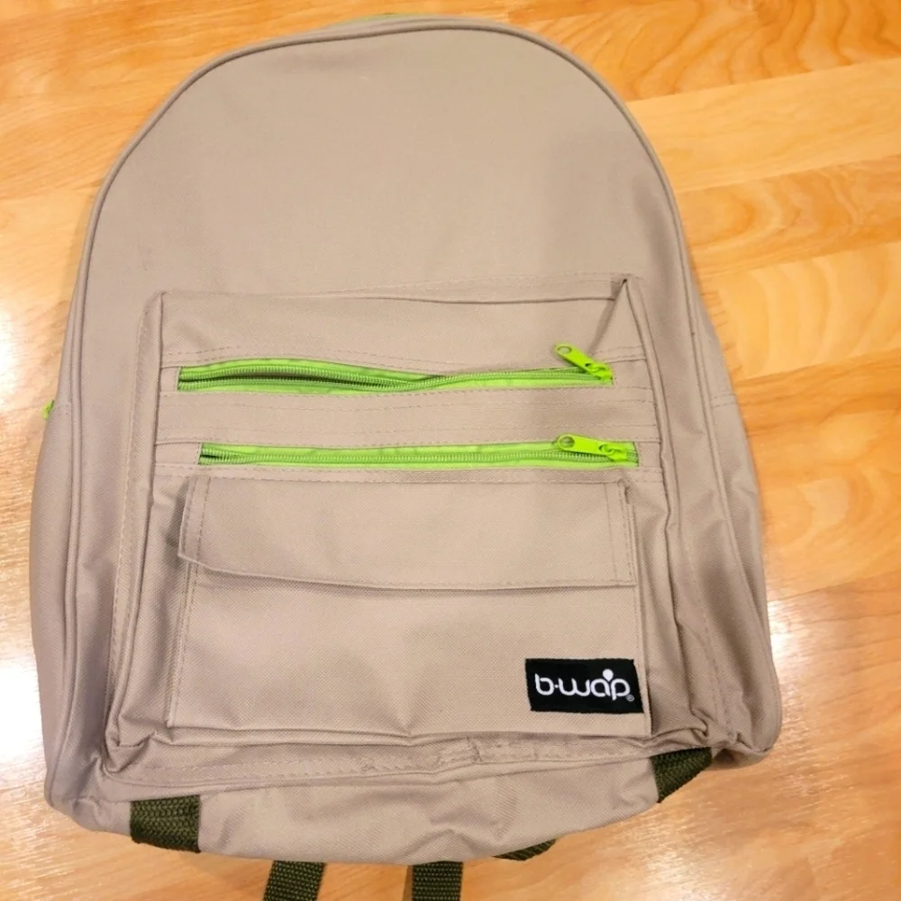School Backpack Khaki and Green New